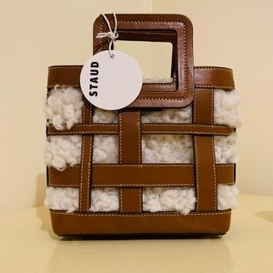 Staud Shirley Mini Leather and Shearling bag